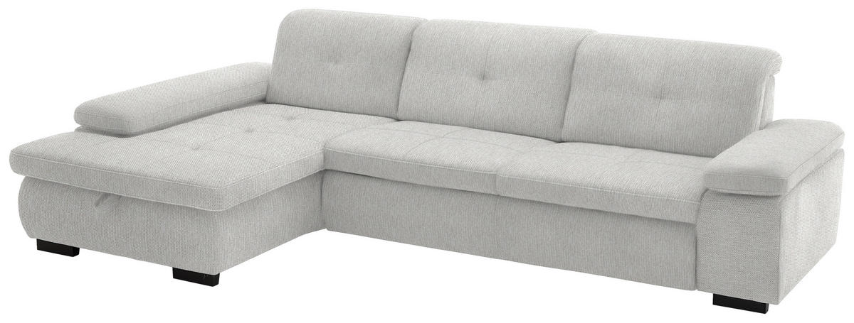ECKSOFA in Flachgewebe Sandfarben  174/297 cm  - Sandfarben/Schwarz, Design, Textil/Metall (174/297cm) - Beldomo Style