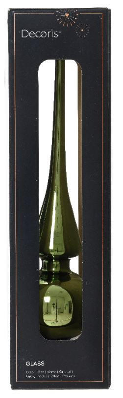 CHRISTBAUMSPITZE  - Pinienfarben/Grün, KONVENTIONELL, Glas (6/6/26cm)