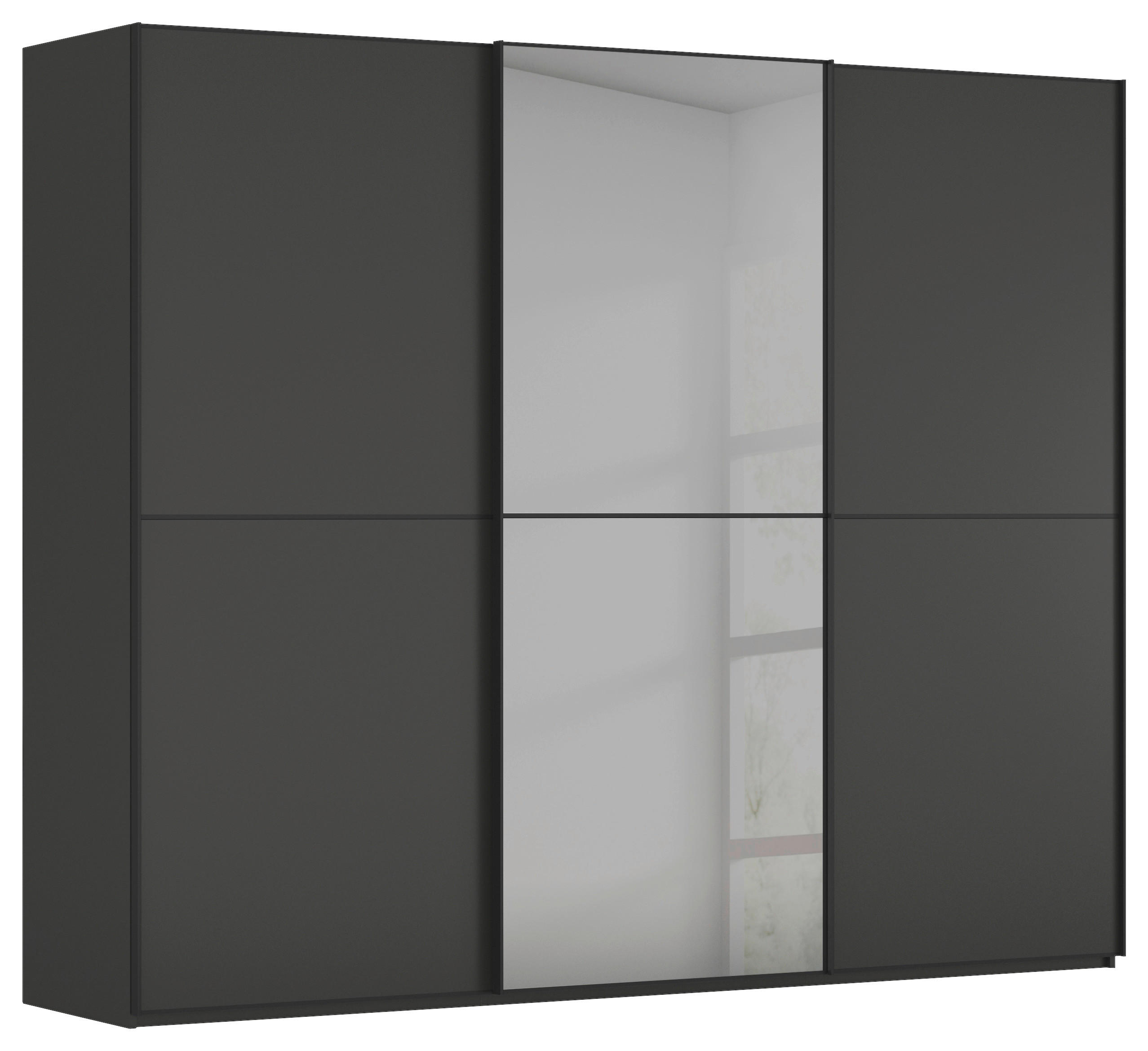 SCHWEBETÜRENSCHRANK 301/223/68 cm 3-türig Graphitfarben, Schwarz  - Schwarz/Graphitfarben, KONVENTIONELL, Glas/Holzwerkstoff (301/223/68cm) - Novel