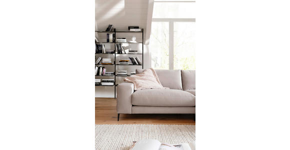 ECKSOFA in Velours Sandfarben 177/253 cm - Sandfarben/Schwarz, Design, Textil/Metall (177/253cm) - Dieter Knoll