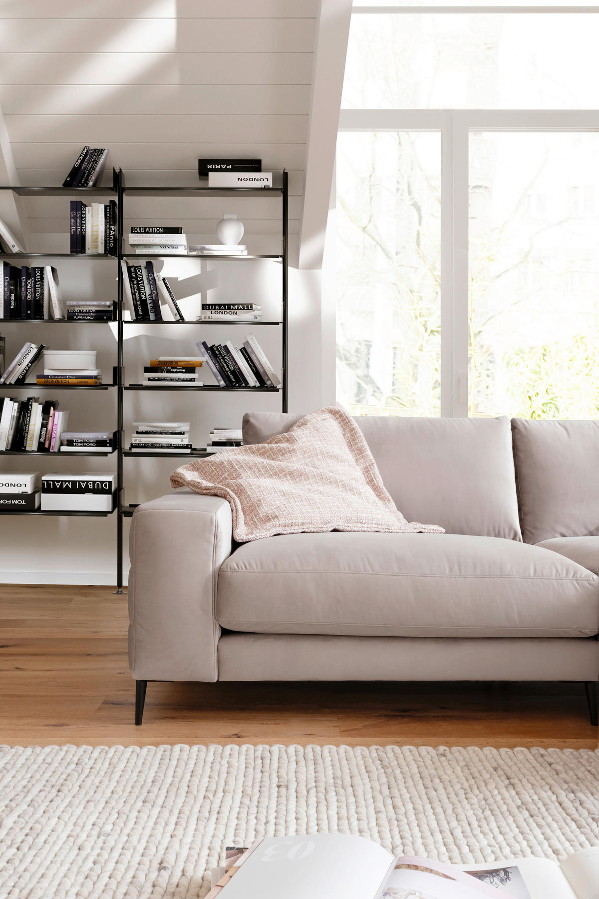 ECKSOFA in Velours Sandfarben  - Sandfarben/Schwarz, Design, Textil/Metall (177/253cm) - Dieter Knoll