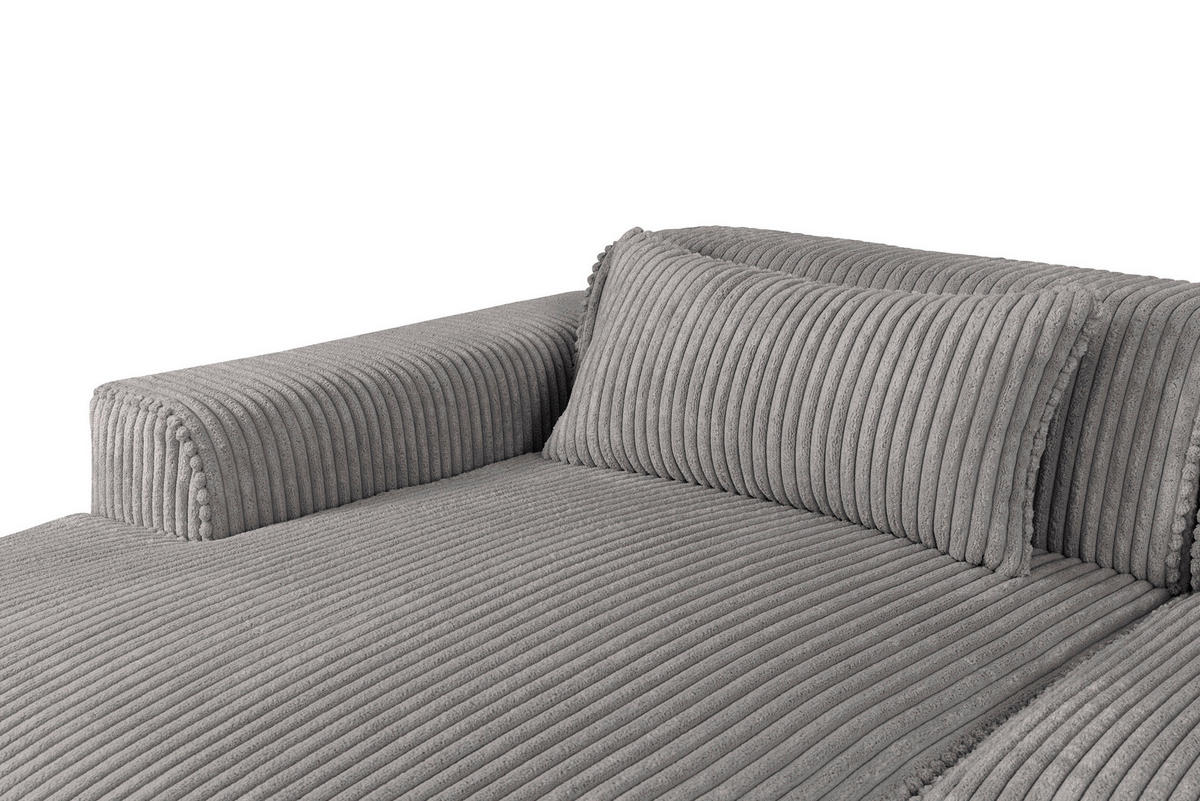 ECKSOFA BILLUND Grau Cord Nierenkissen  - Schwarz/Grau, KONVENTIONELL, Kunststoff/Textil (294/165cm) - Livetastic
