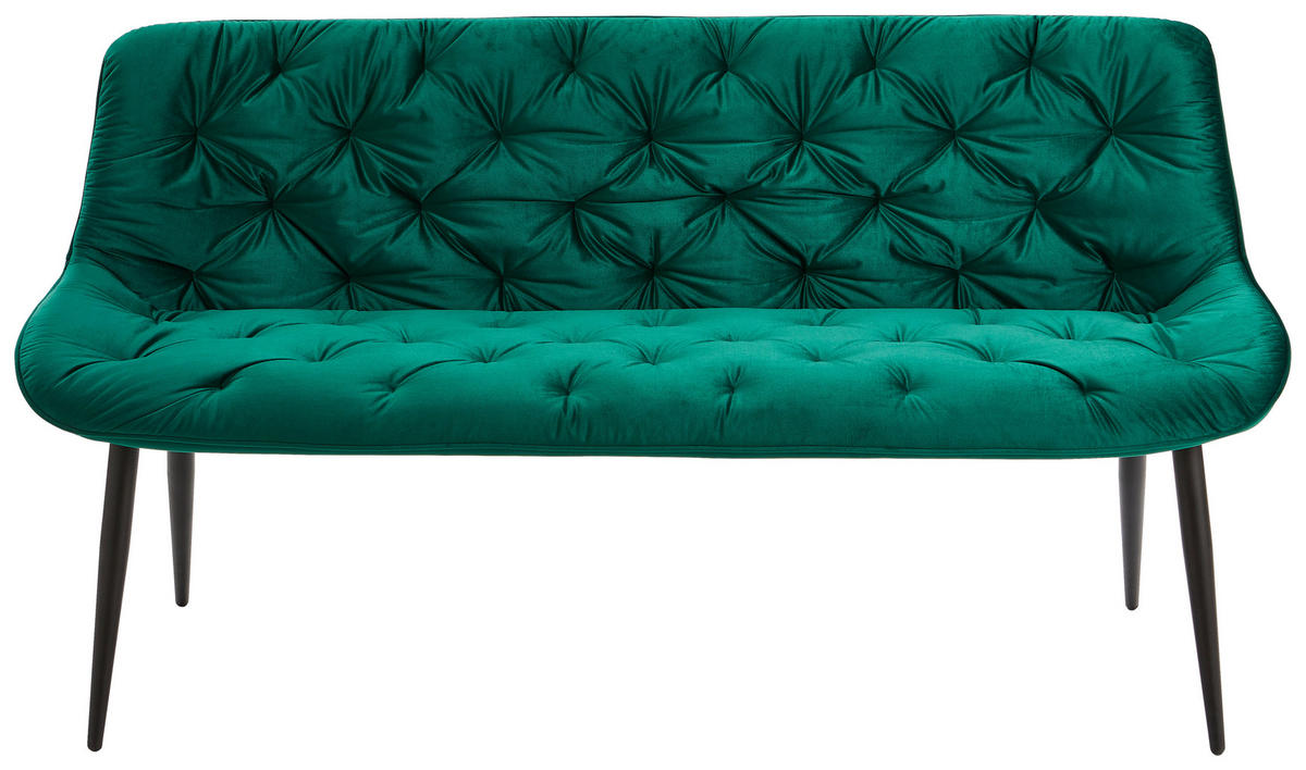 SITZBANK 160/84/69 cm Samt Grün, Schwarz Pappel Sperrholz  - Schwarz/Grün, MODERN, Holz/Textil (160/84/69cm) - Livetastic