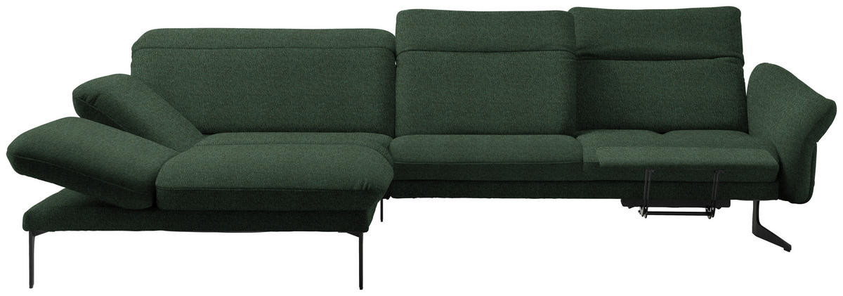 ECKSOFA in Webstoff Grün  - Anthrazit/Grün, Design, Textil/Metall (203/299cm) - Himolla