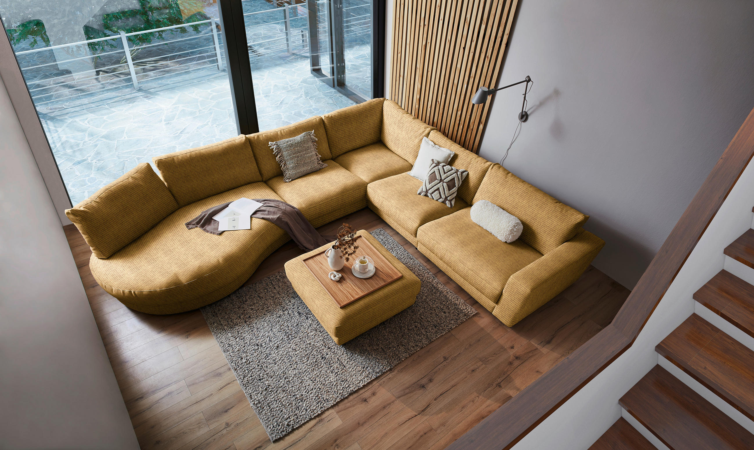 ECKSOFA in Chenille, Cord Hellgrün  - Schwarz/Hellgrün, Design, Kunststoff/Textil (425/365cm) - Lomoco