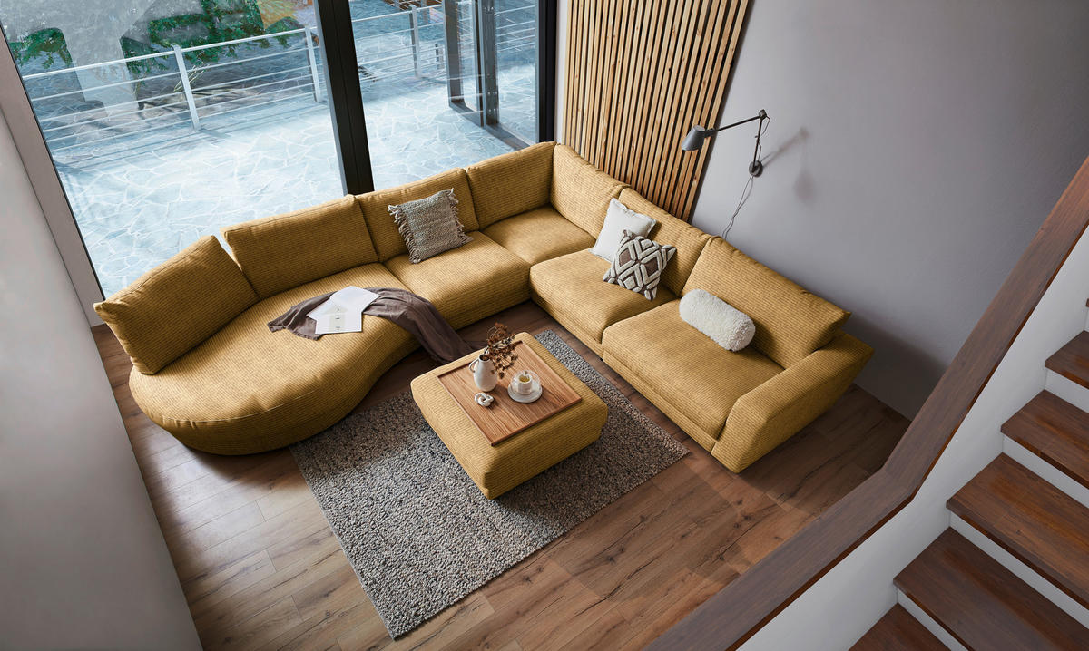 ECKSOFA in Chenille, Cord Hellgrün  425/365 cm  - Schwarz/Hellgrün, Design, Kunststoff/Textil (425/365cm) - Lomoco