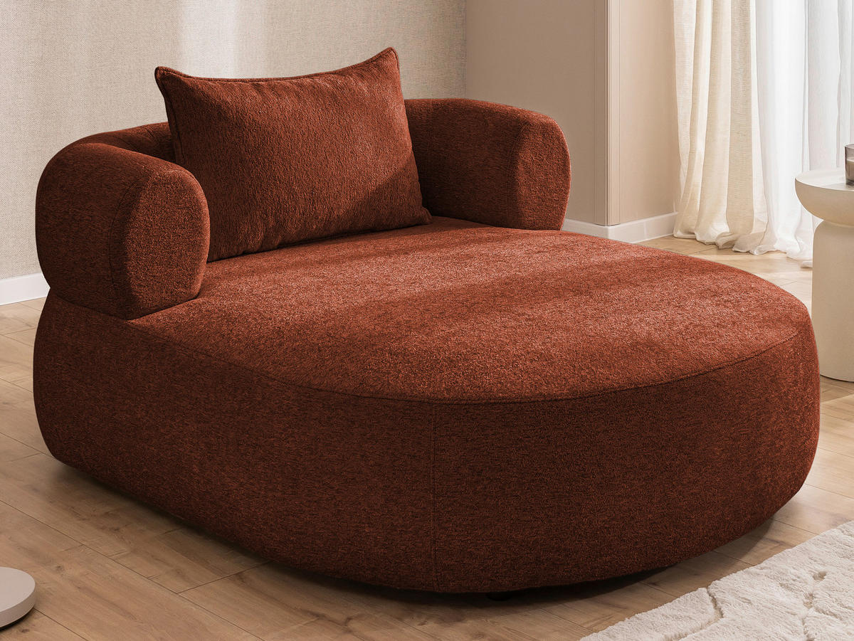 XXL-SESSEL Chenille Rostfarben    - Rostfarben/Schwarz, Design, Kunststoff/Textil (122/76/156cm) - Livetastic