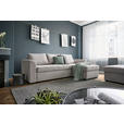 ECKSOFA in Velours, Cord Hellgrau  243/155 cm  - Hellgrau/Schwarz, Design, Kunststoff/Textil (243/155cm) - Xora