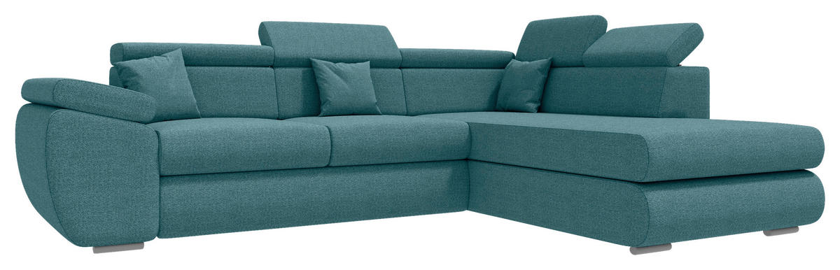 ECKSOFA Petrol Struktur  - Chromfarben/Petrol, KONVENTIONELL, Kunststoff/Textil (282/205cm) - Carryhome