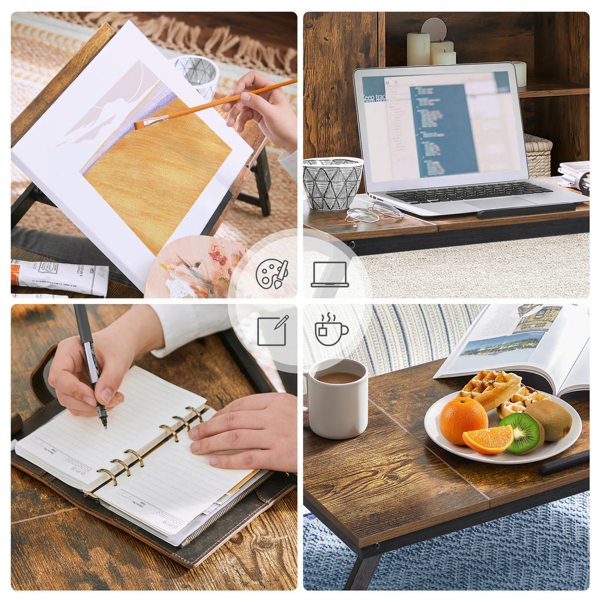 STÔL NA NOTEBOOK, hnedá, čierna, 71/23/35 cm - hnedá/čierna, Basics, drevo (71/23/35cm) - Boxxx
