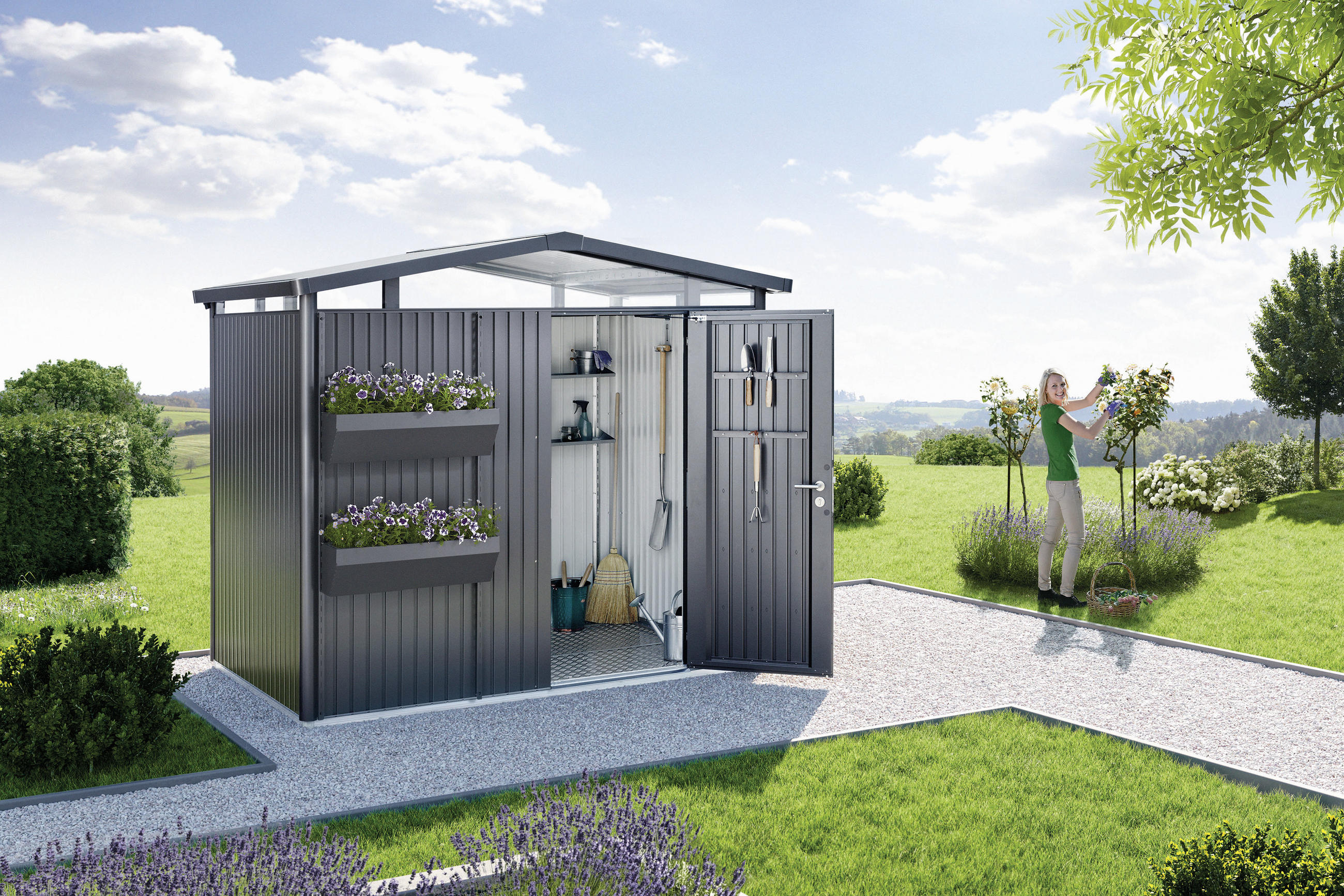 BLUMENKASTEN  - Silberfarben, Design, Kunststoff/Metall (82/188/25cm) - Biohort