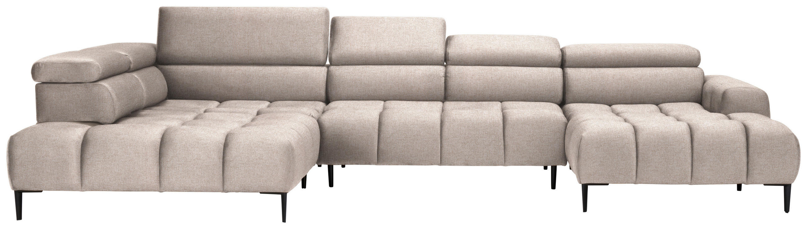 WOHNLANDSCHAFT in Webstoff Beige  - Beige/Schwarz, Design, Textil/Metall (216/385/177cm) - Welnova