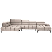 WOHNLANDSCHAFT in Webstoff Beige  - Beige/Schwarz, Design, Textil/Metall (216/385/177cm) - Welnova