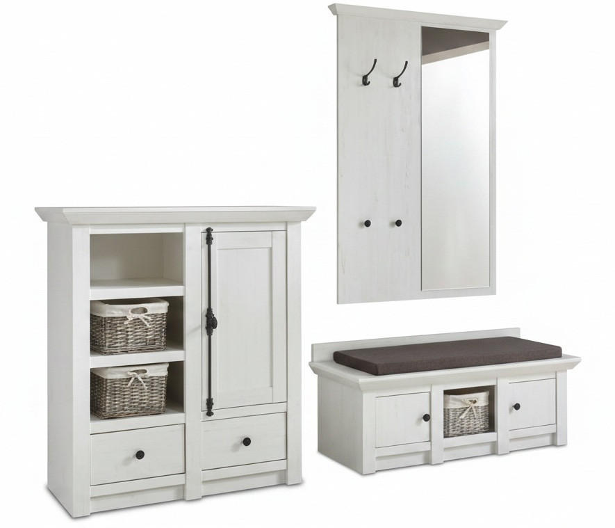 GARDEROBE 4-teilig  in 239/200/45 cm  - Weiß, Design, Holzwerkstoff/Textil (239/200/45cm) - Modante