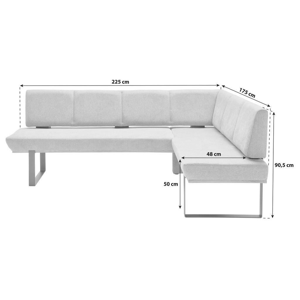 Thumbnail - Livetastic Eckbank, Grau, Holz, Metall, Textil, Eiche, vollmassiv, L-Form, 225x175 cm, in verschiedenen Größen erhältlic...