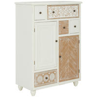 KOMODA, naravne barve, bela, svetlo rjava  - svetlo rjava/črna, Romantika, kovina/leseni material (83/115/40cm) - Landscape