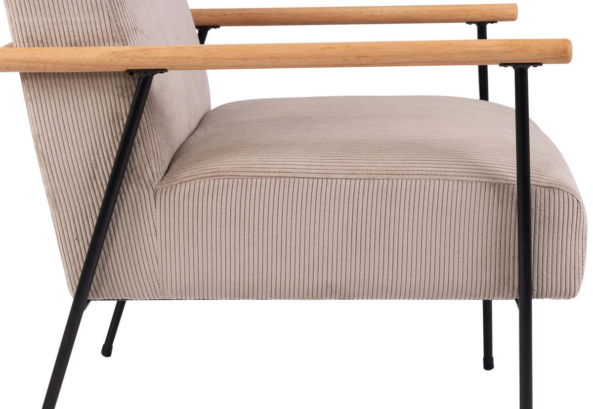 SESSEL in Cord Beige  - Beige/Schwarz, MODERN, Holz/Textil (63/83,5/75,5cm) - MID.YOU