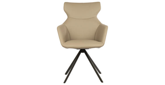 ARMLEHNSTUHL  in Echtleder pigmentiert  - Taupe/Schwarz, Design, Leder/Metall (65/91/63cm) - Dieter Knoll