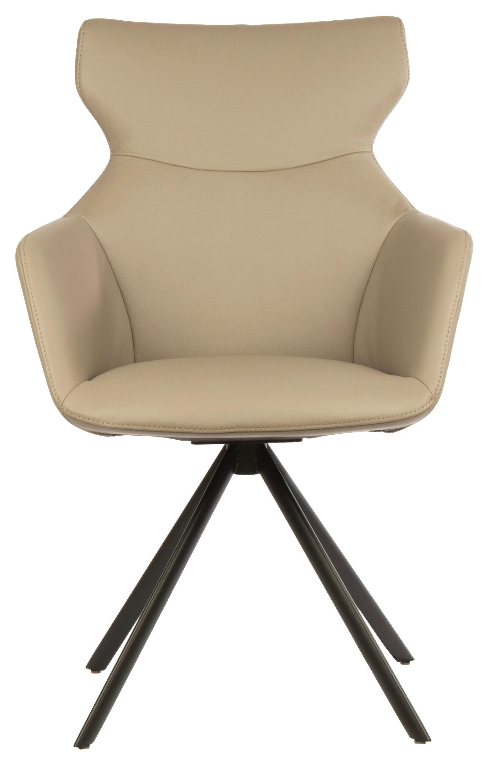 ARMLEHNSTUHL in Echtleder pigmentiert - Taupe/Schwarz, Design, Leder/Metall (65/91/63cm) - Dieter Knoll