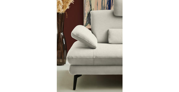 ECKSOFA  in Chenille, Flachgewebe Naturfarben Rücken echt  284/180 cm  - Schwarz/Naturfarben, Design, Textil/Metall (284/180cm) - Dieter Knoll