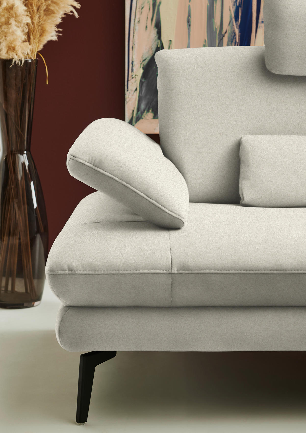 ECKSOFA  in Chenille, Flachgewebe Naturfarben  284/180 cm  - Schwarz/Naturfarben, Design, Textil/Metall (284/180cm) - Dieter Knoll