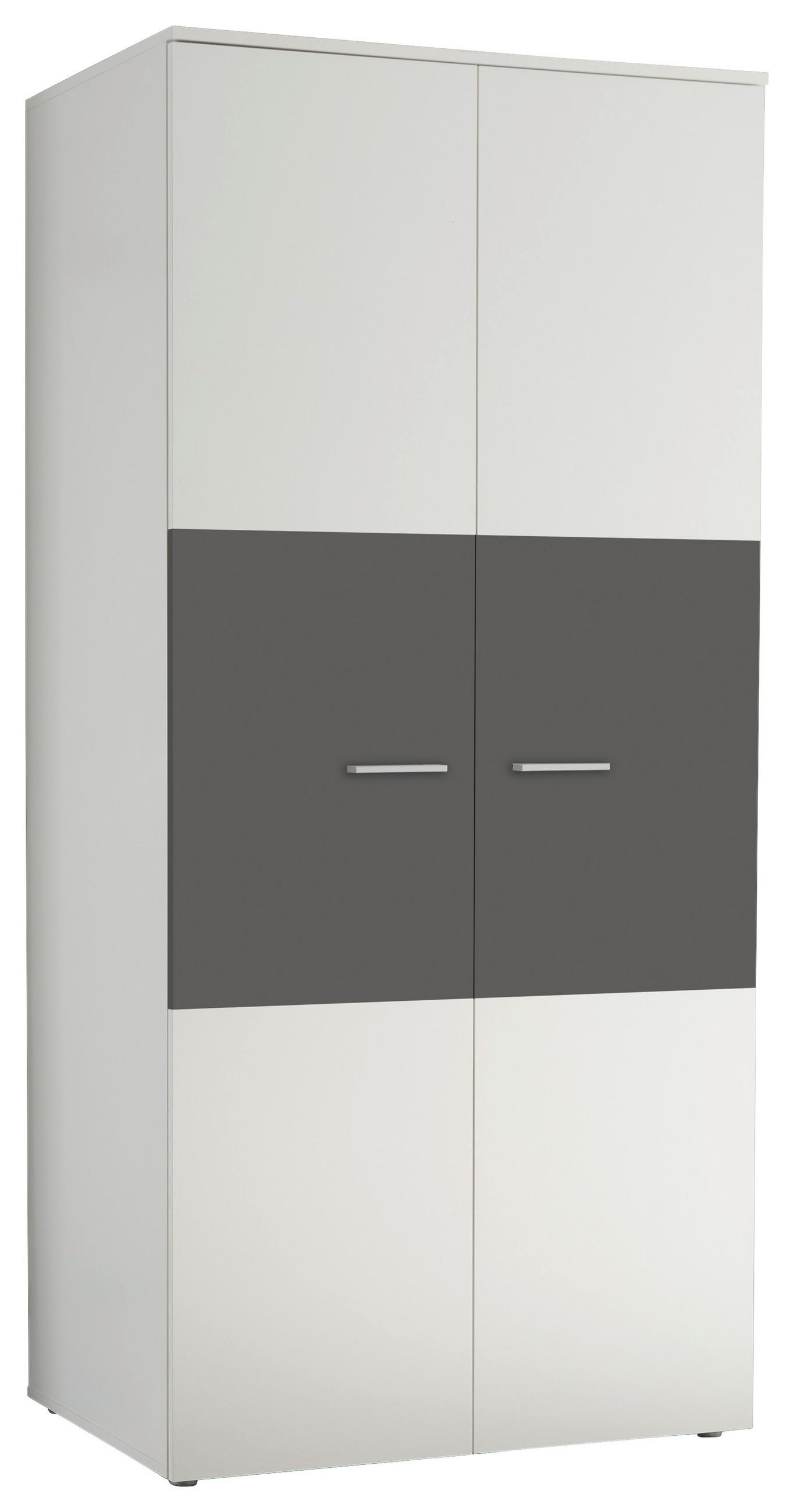 OTROŠKA GARDEROBNA OMARA, barve grafita, bela  - bela/barve aluminija, Moderno, umetna masa/leseni material (90/195/60cm) - Carryhome