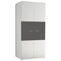OTROŠKA GARDEROBNA OMARA, barve grafita, bela  - bela/barve aluminija, Moderno, umetna masa/leseni material (90/195/60cm) - Carryhome