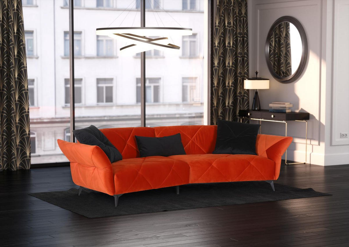 MEGA SOFA narandžasta, crna  - crna/narandžasta, Dizajnerski, tekstil/metal (260/300/80/46/130cm) - Ambia Home