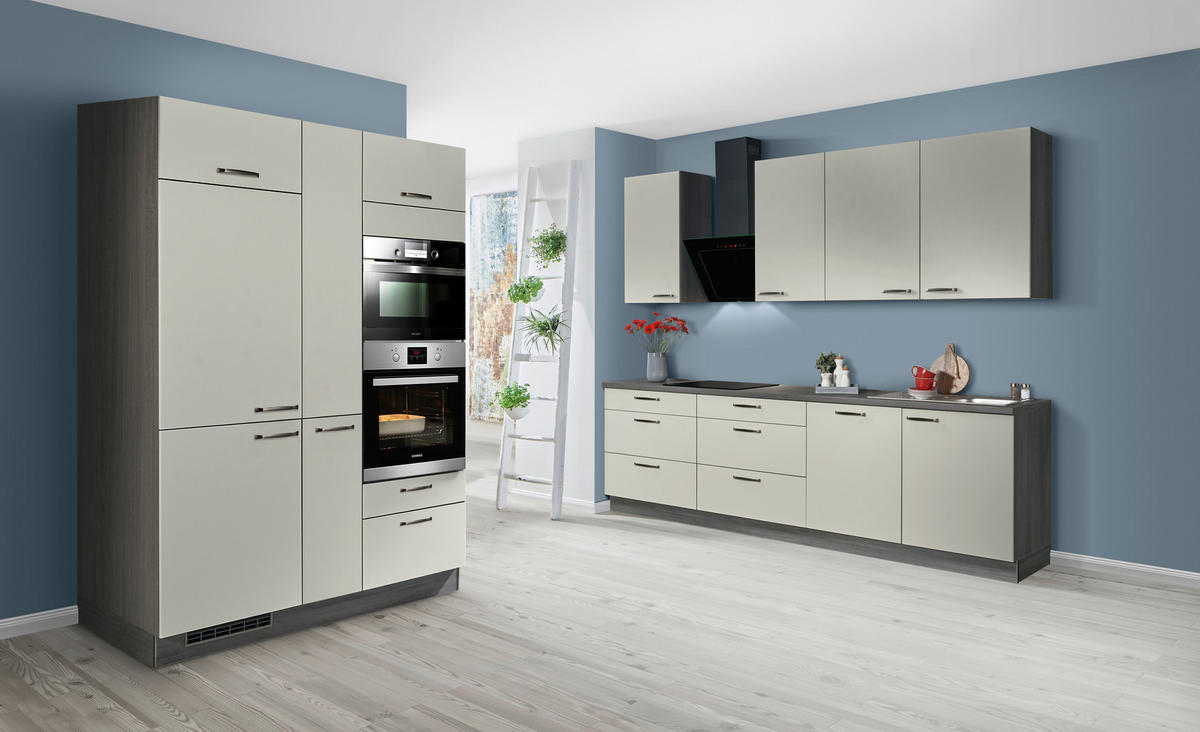 KÜCHENLEERBLOCK  150/280 cm  in Hellgrau, Eiche grau  - Edelstahlfarben/Eiche grau, Design, Holzwerkstoff/Metall (150/280cm) - Welnova