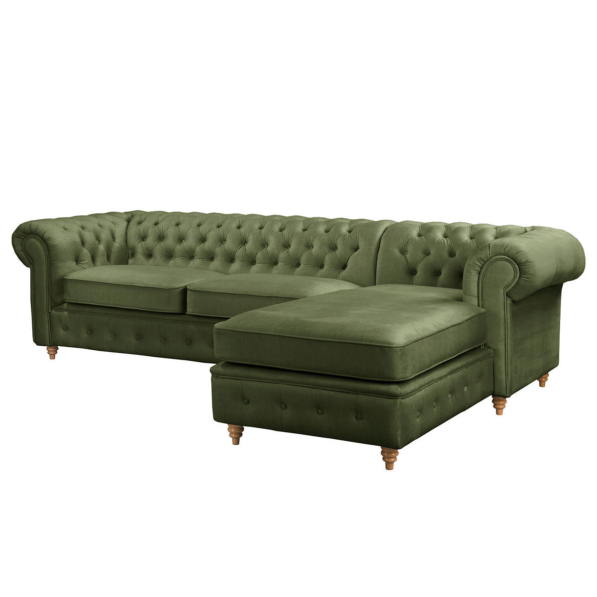 ECKSOFA Laura in Mikrofaser Dunkelgrün  284/182 cm  - Dunkelgrün/Creme, Design, Holz/Textil (284/182cm) - P & B