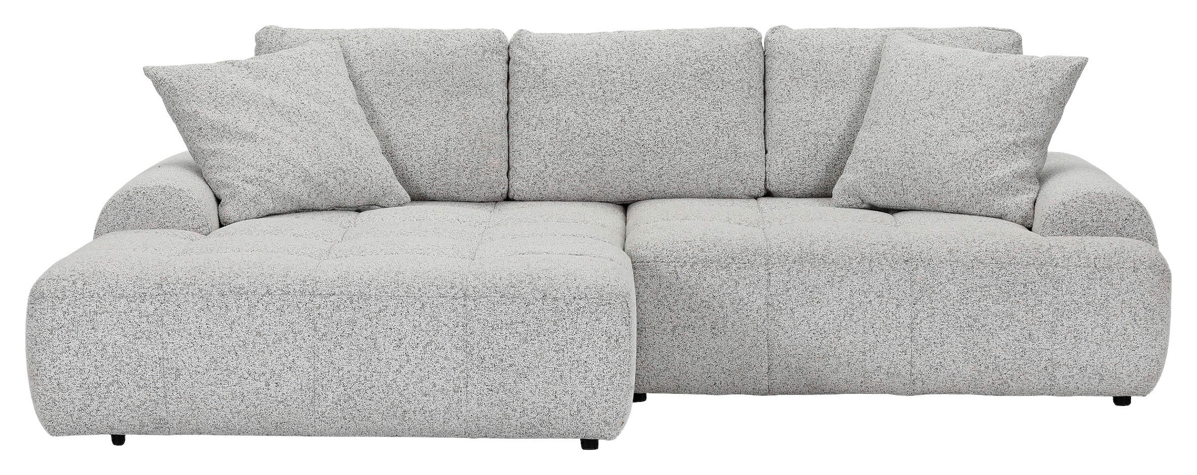 Ecksofa mit Funktion Greige Flachgewebe Zierkissen, Rückenkissen, Bettkasten, Schlaffunktion, Rücken echt, Liegefläche im Originalstoff  - Greige/Schwarz, KONVENTIONELL, Kunststoff/Textil (190/277cm) - Carryhome