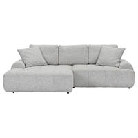 Ecksofa mit Funktion Greige Flachgewebe Zierkissen, Rückenkissen, Bettkasten, Schlaffunktion, Rücken echt, Liegefläche im Originalstoff  - Greige/Schwarz, KONVENTIONELL, Kunststoff/Textil (190/277cm) - Carryhome