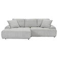 Ecksofa mit Funktion Greige Flachgewebe Zierkissen, Rückenkissen, Bettkasten, Schlaffunktion, Rücken echt, Liegefläche im Originalstoff  - Greige/Schwarz, KONVENTIONELL, Kunststoff/Textil (190/277cm) - Carryhome