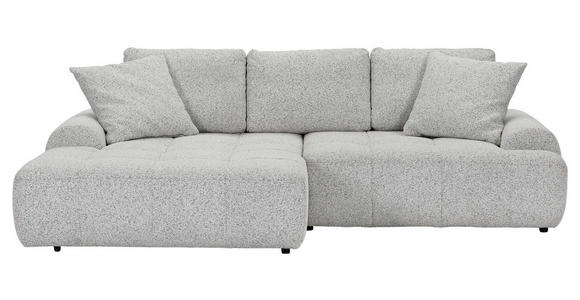 Ecksofa mit Funktion Greige Flachgewebe Zierkissen, Rückenkissen, Bettkasten, Schlaffunktion, Rücken echt, Liegefläche im Originalstoff  - Greige/Schwarz, KONVENTIONELL, Kunststoff/Textil (190/277cm) - Carryhome
