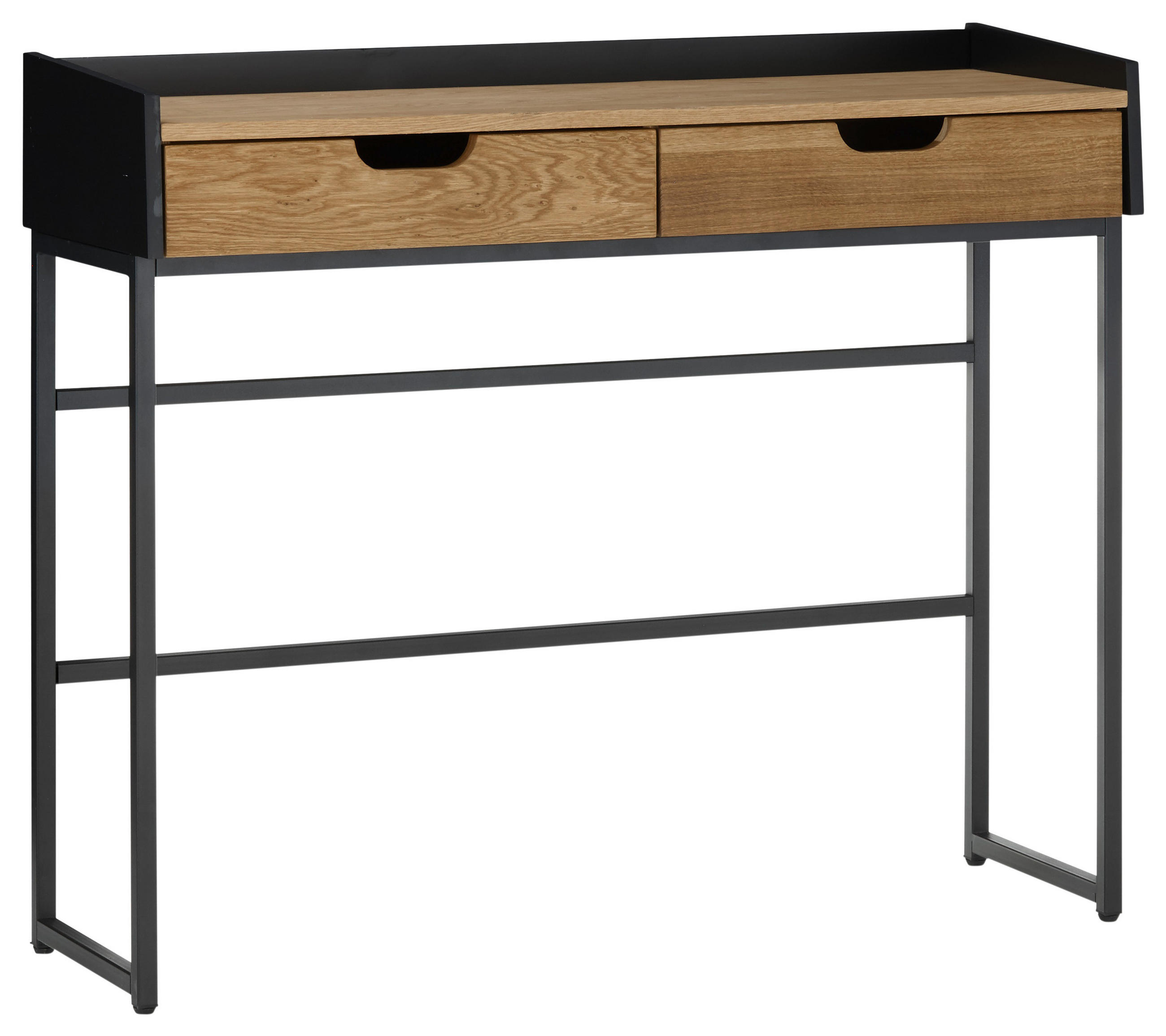 KONSOLENTISCH Calama Eiche furniert, massiv Schwarz, Eichefarben  - Eichefarben/Schwarz, Natur, Holz/Holzwerkstoff (100/35/84cm)