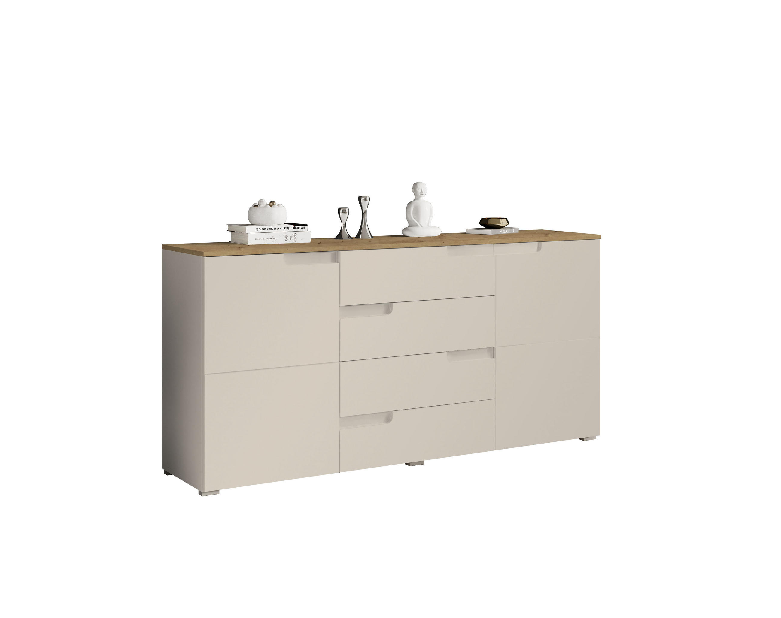 SIDEBOARD  in 165/80/40 cm  - Kaschmir/Schwarz, Design, Holzwerkstoff/Kunststoff (165/80/40cm) - home24