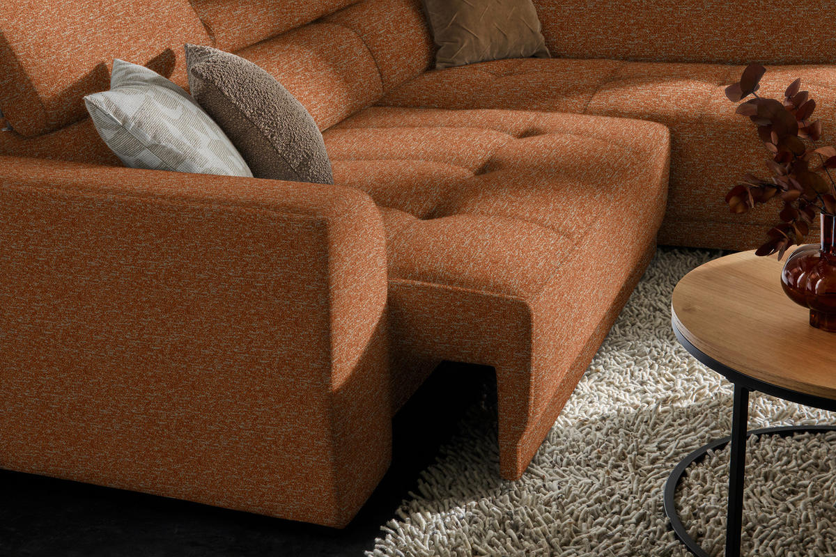ECKSOFA in Struktur Rostfarben  284/205 cm  - Rostfarben/Schwarz, Design, Kunststoff/Textil (284/205cm) - Xora