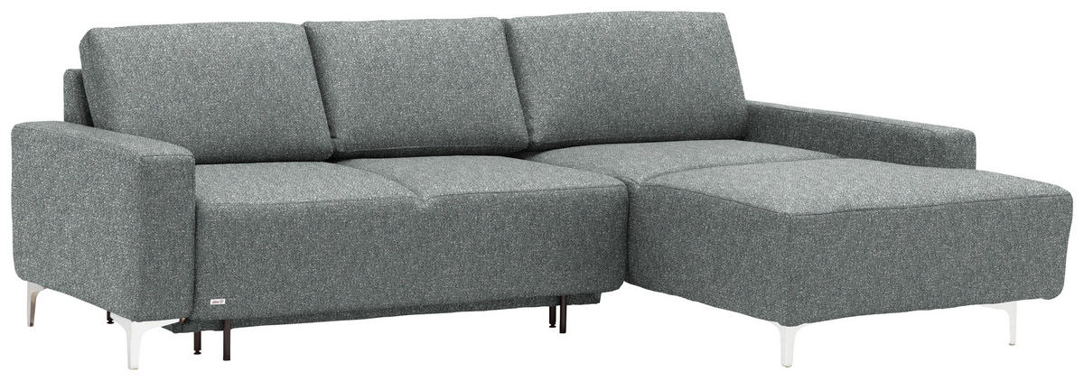 ECKSOFA  in Mikrovelours Graugrün  248/160 cm  - Alufarben/Graugrün, Design, Textil/Metall (248/160cm) - Sedda