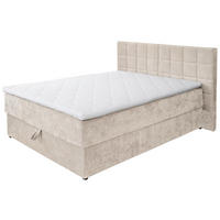 POSTELJA Z VZMETNICO 200 cm   x 160 cm  , les, tekstil bež  - črna/bež, Konvencionalno, tekstil/les (160/200cm) - Ti'me