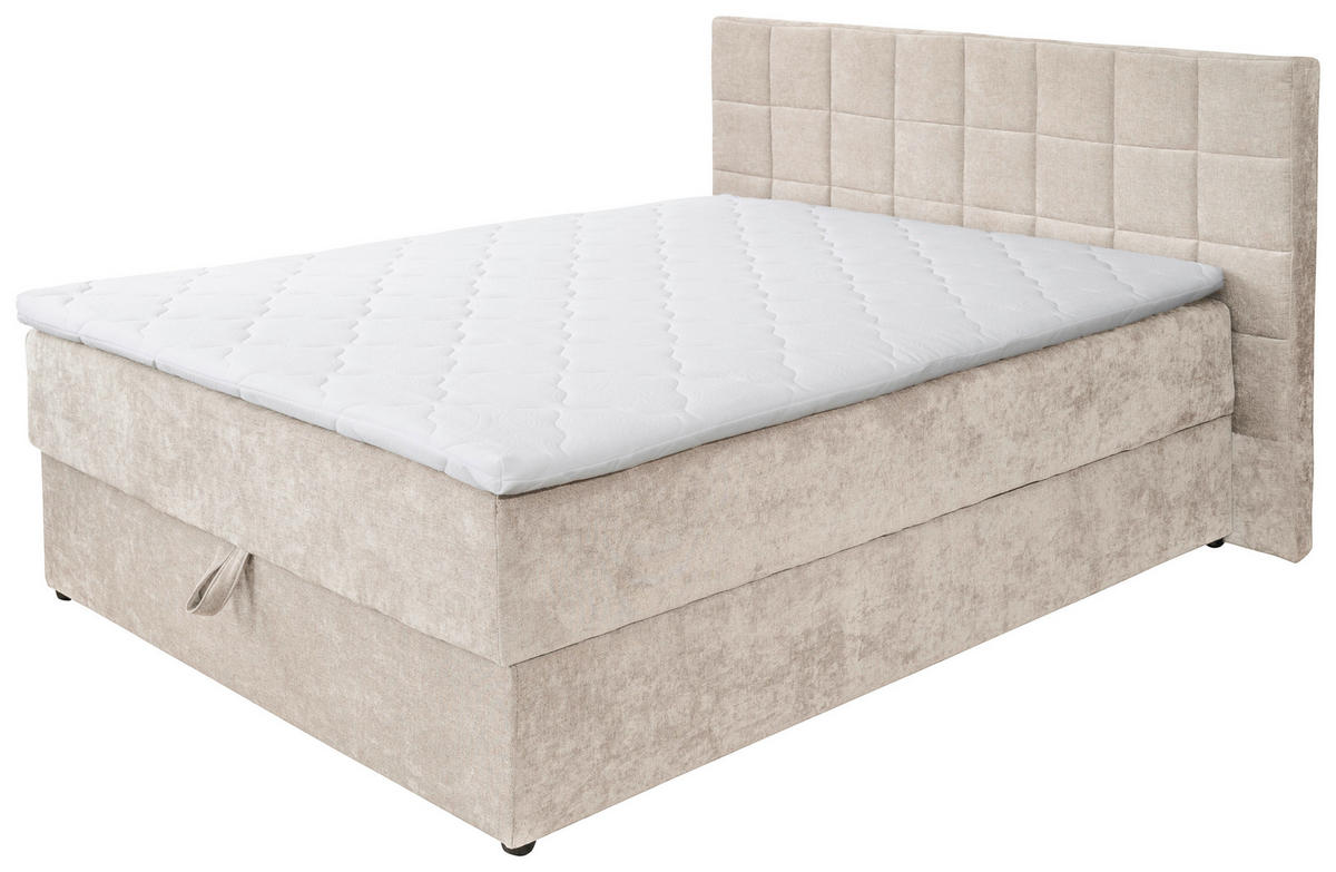 POSTELJA Z VZMETNICO 200 cm   x 160 cm  , les, tekstil bež  - črna/bež, Konvencionalno, tekstil/les (160/200cm) - Ti'me