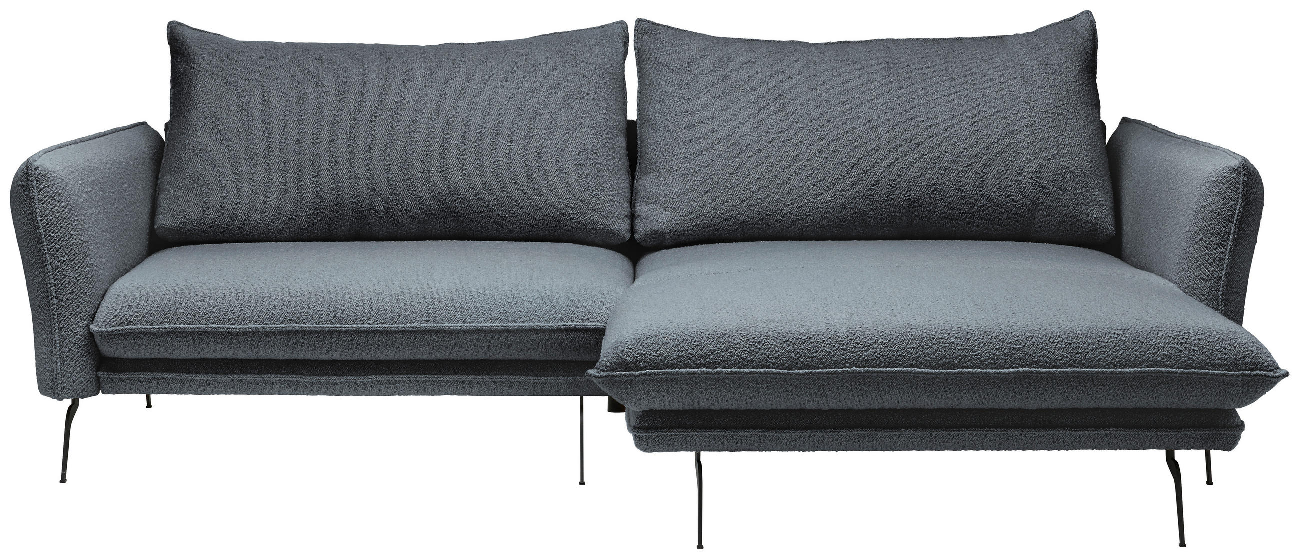 ECKSOFA Graphitfarben Bouclé  - Schwarz/Graphitfarben, Design, Textil/Metall (277/182cm) - Stylife