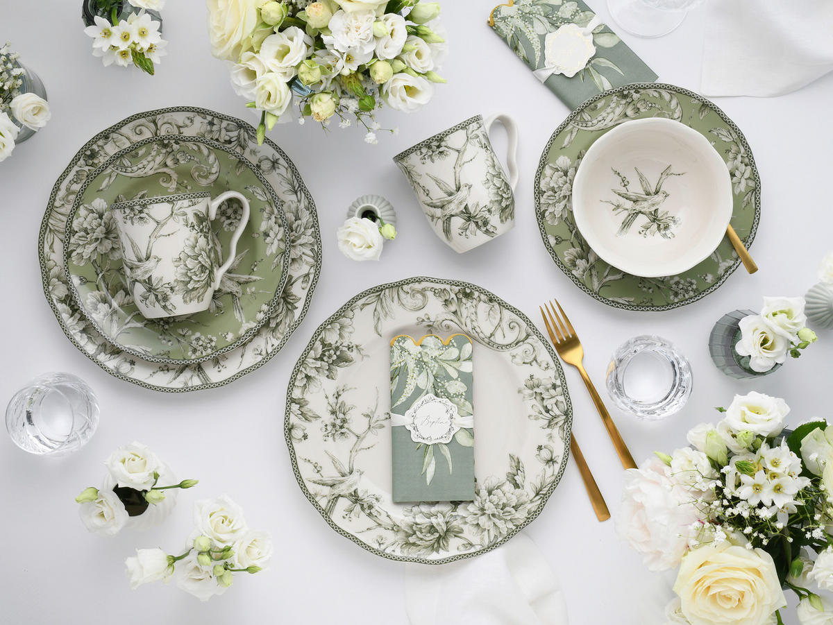 KOMBISERVICE Grün, Weiß Adelaide Grün 16-teilig 4 Personen  - Weiß/Grün, Basics, Keramik - Creatable