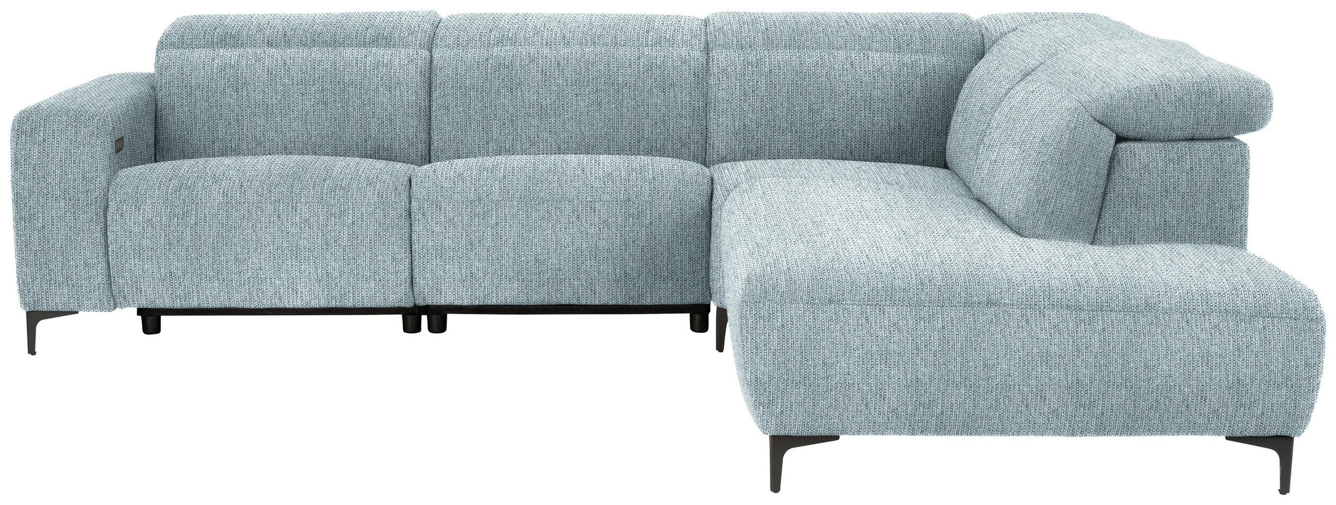 ECKSOFA in Flachgewebe Hellblau  - Schwarz/Hellblau, Design, Textil/Metall (290/238cm) - Pure Home Lifestyle