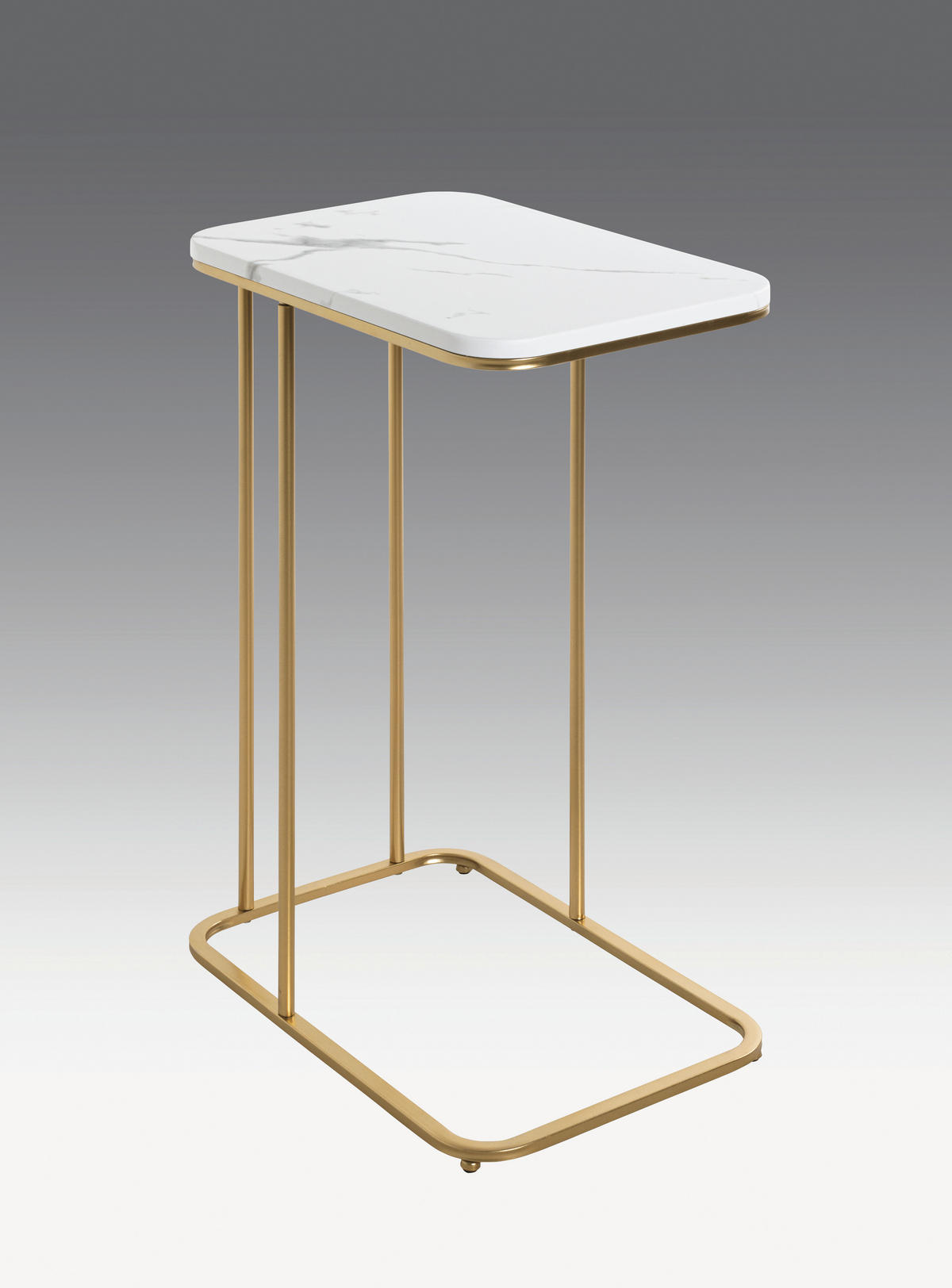 Masă Auxiliară din metal, material pe bază de lemn,  - alb/auriu, Trend, metal/material pe bază de lemn (45/67/30cm)
