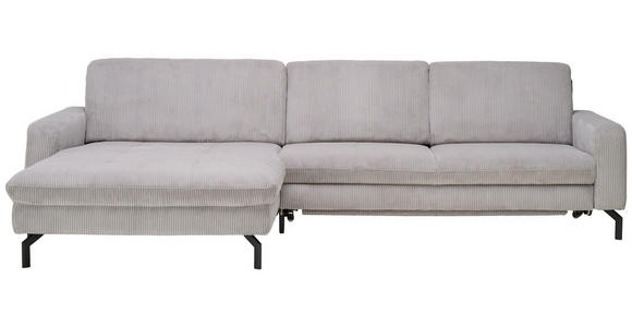 ECKSOFA Grau Cord Rücken echt  - Schwarz/Grau, Design, Textil/Metall (178/302cm) - Carryhome