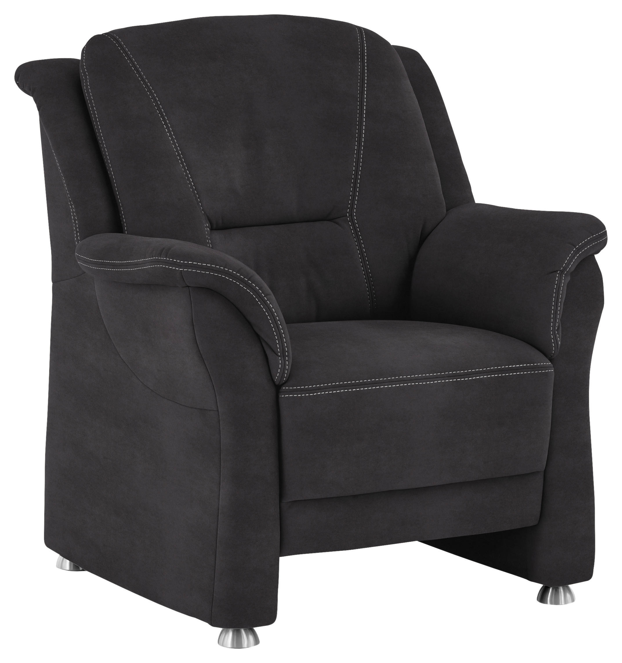 SESSEL in Mikrofaser Anthrazit  - Anthrazit/Beige, Konventionell, Textil/Metall (90/100/92cm) - Beldomo Comfort