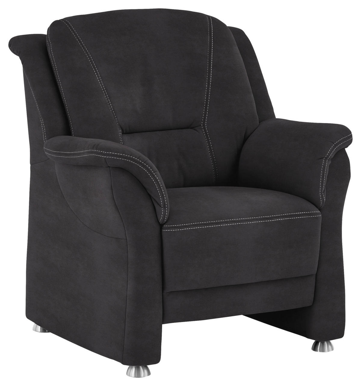 SESSEL in Mikrofaser Anthrazit  - Anthrazit/Beige, Konventionell, Textil/Metall (90/100/92cm) - Beldomo Comfort