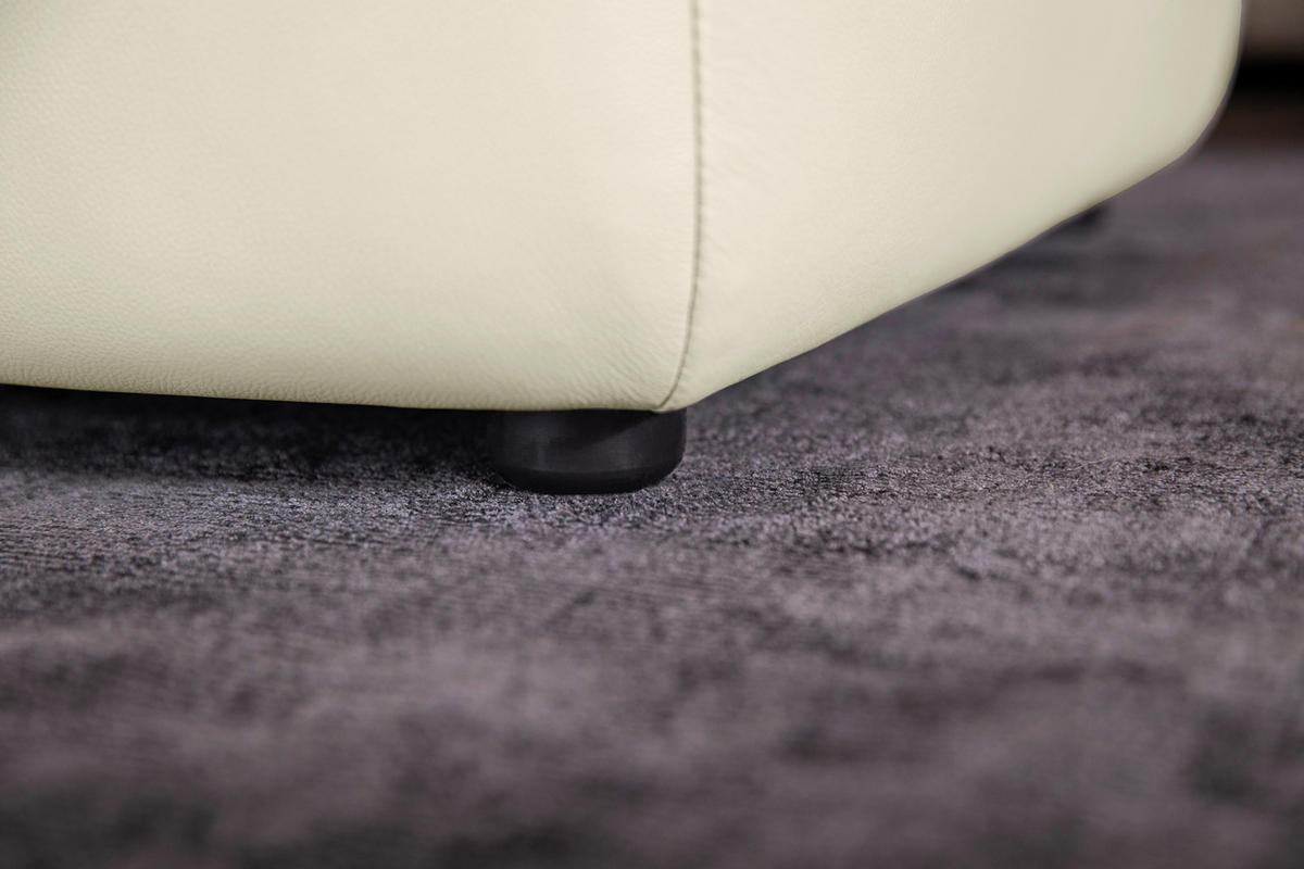 HOCKER in Leder Weiss  - Weiss/Schwarz, Modern, Leder/Kunststoff (120/39/60cm) - W.Schillig