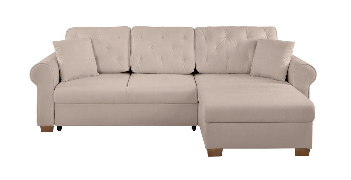 ECKSOFA Arles Taupe  - Taupe/Buchefarben, Design, Holz/Textil (266/161cm) - MID.YOU