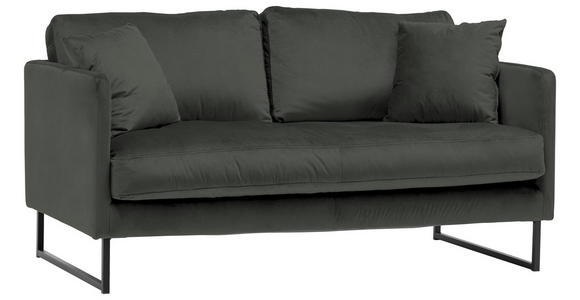 2-SITZER-SOFA in Samt Dunkelgrau - Dunkelgrau/Schwarz, Design, Textil/Metall (150/78/84cm) - Carryhome